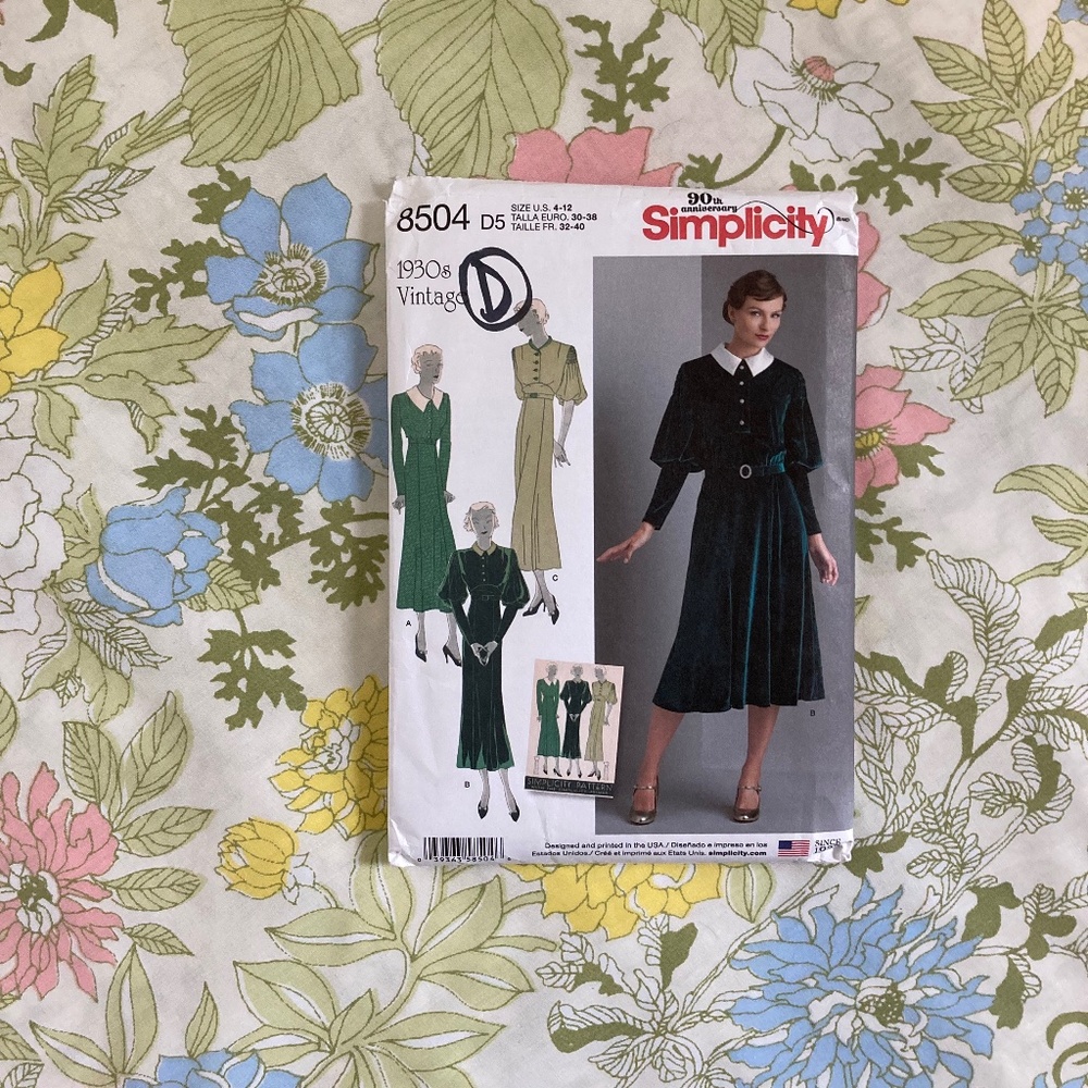 Simplicity 8504 Uncut Sewing Pattern 1930s Dress